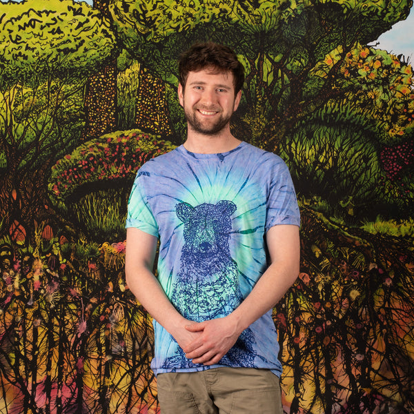 Organic cotton tie dye t-shirt "Blueberry Bear"