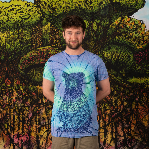Organic cotton tie dye t-shirt "Blueberry Bear"