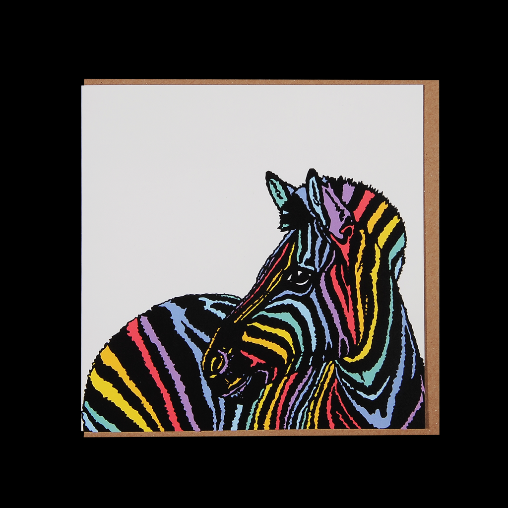 "Rainbow Candy Zebra" Greetings Card