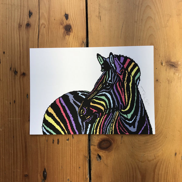 "Rainbow Candy Zebra" Art Print